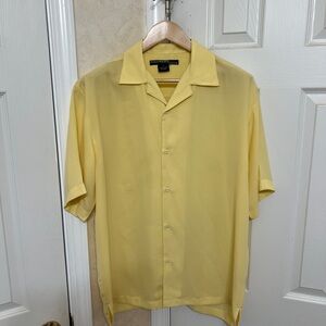 Valentino Yellow Short-Sleeve Button-Down Camp Shirt